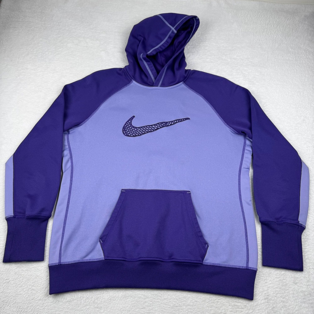Nike Therma-FIT Hoodie Women XL Purple Swoosh Pullover 540250-562